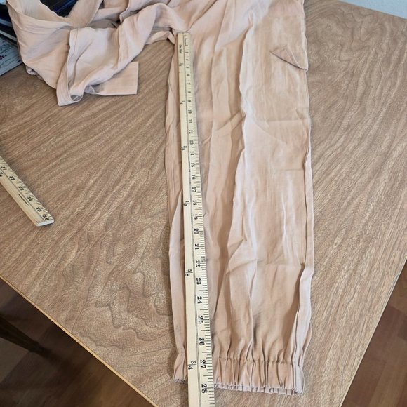 Charmant Ciel Women's Jumpsuit Cargo Style Jogger Large Khaki Elastic Waist - Picture 15 of 16